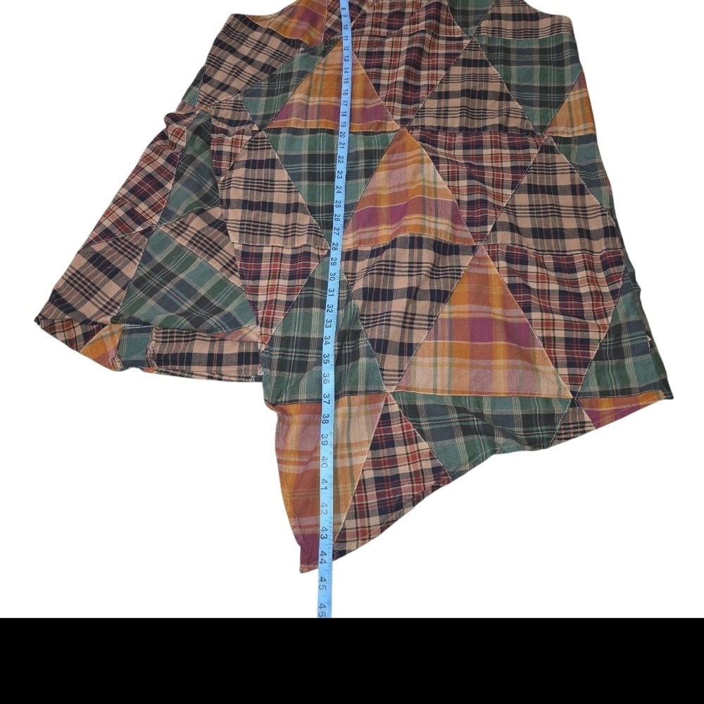 Jaded Gypsy Look Of Love Patchwork Plaid Vest One Size Asymmetrical Boho Cotton - Picture 14 of 14